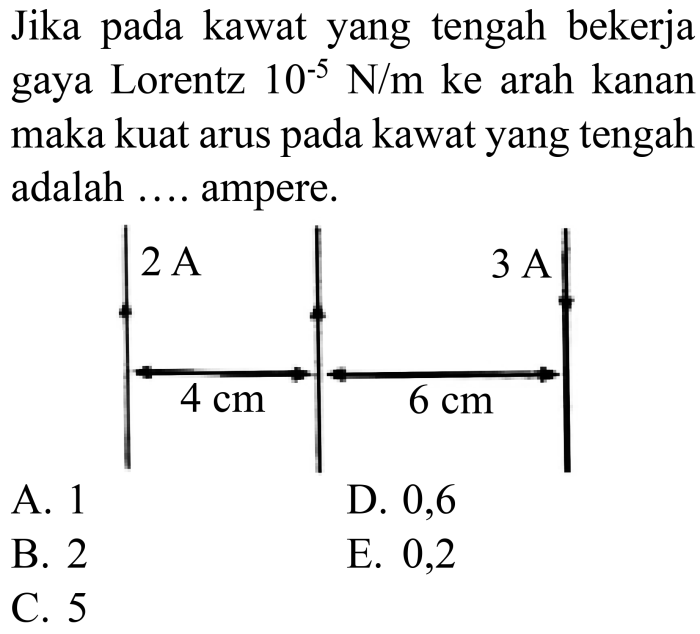 gaya lorentz 3 kawat sejajar