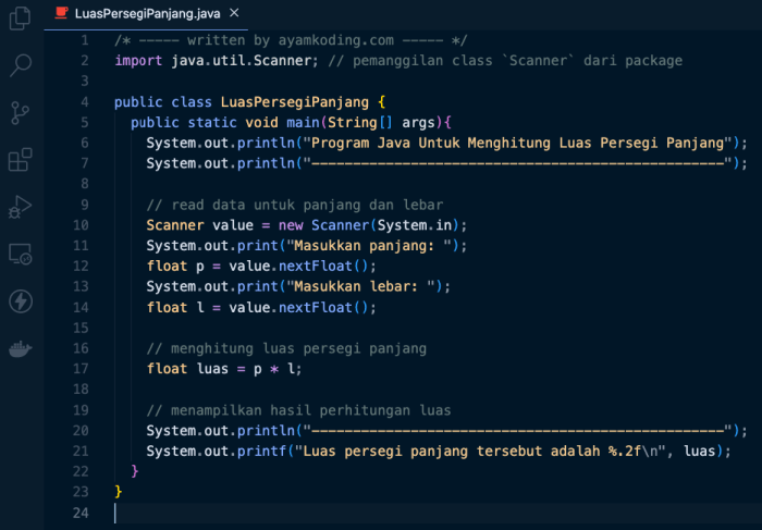 program luas persegi panjang terbaru