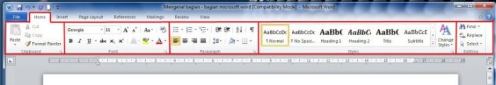 menu home di office word berisi tool terbaru