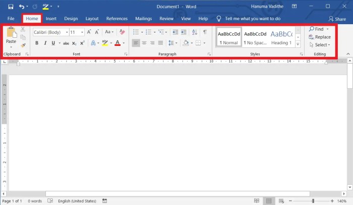 menu home microsoft word terbaru