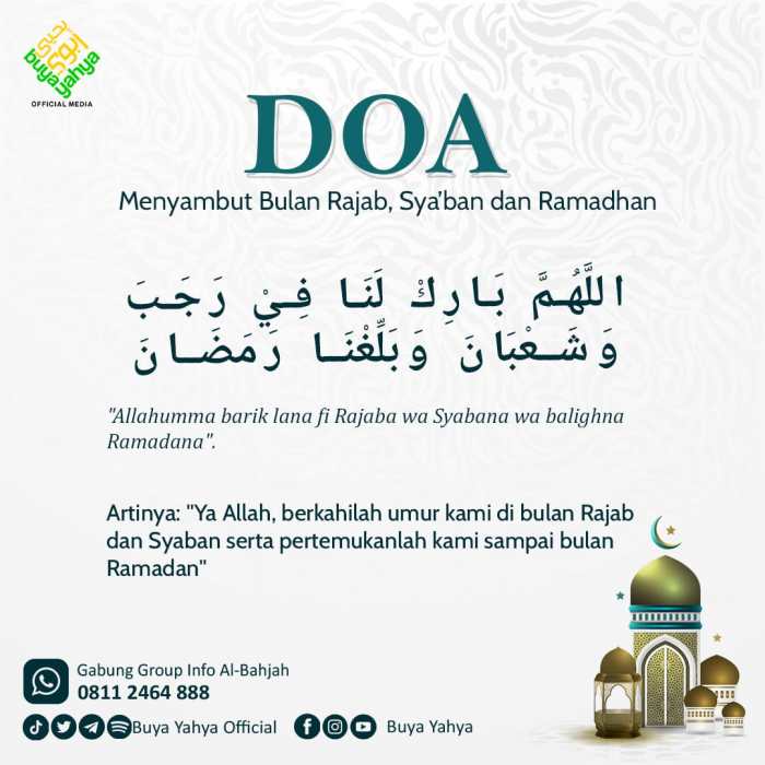 doa di bulan rajab sya ban ramadhan terbaru