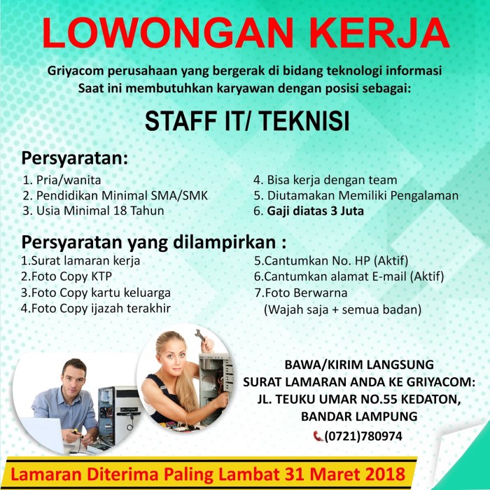 contoh surat iklan lowongan pekerjaan terbaru