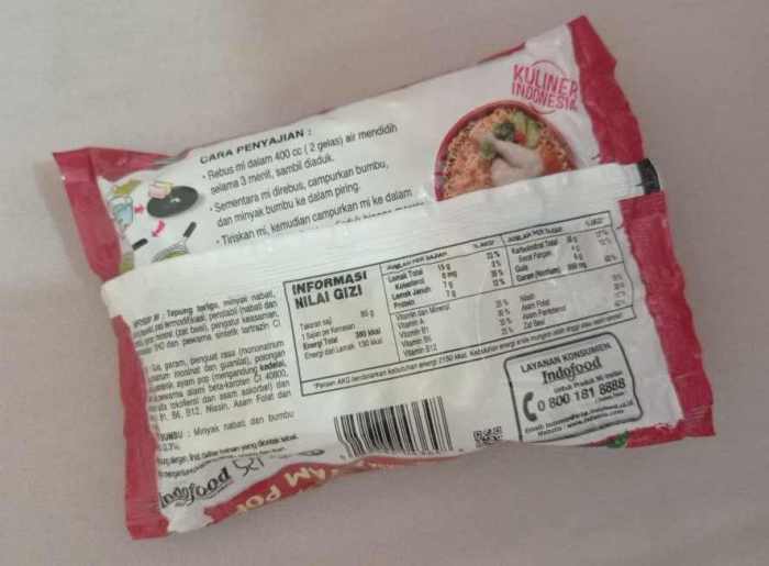 bungkus belakang indomie goreng terbaru