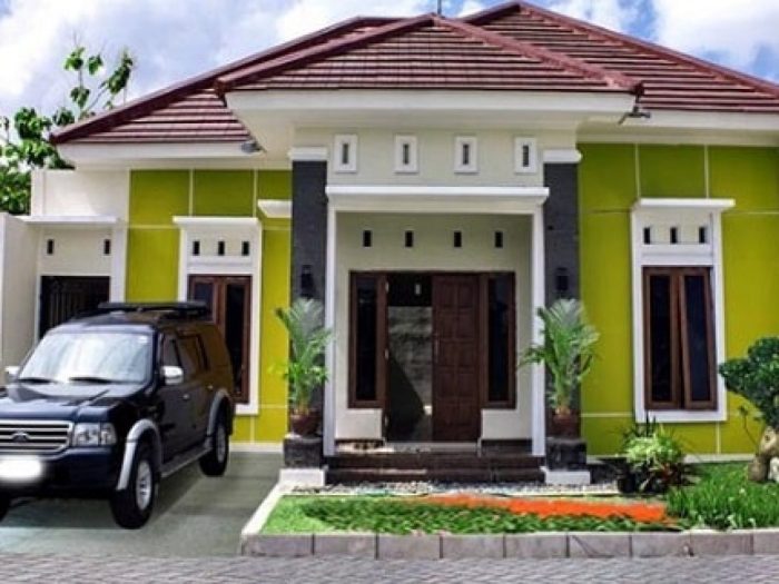 rumah warna kuning hijau