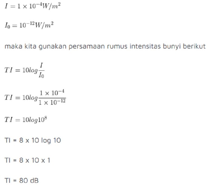 rumus taraf intensitas bunyi