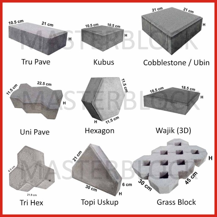 ukuran paving block segi 6 terbaru