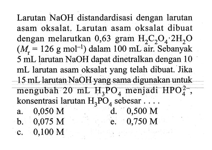 standarisasi naoh dengan asam oksalat