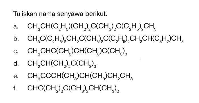 tuliskan nama senyawa berikut ini