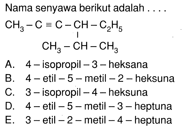 nama senyawa berikut ini adalah