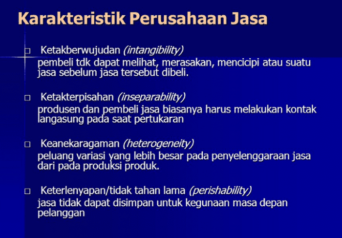 karakteristik jasa dan contohnya terbaru