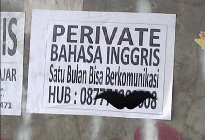 penulisan kesalahan bahasa inggris ngakak bikin dijamin