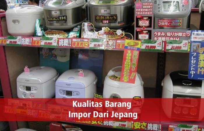 barang barang impor dari jepang adalah