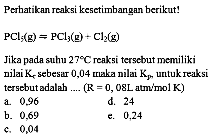 perhatikan reaksi kesetimbangan berikut