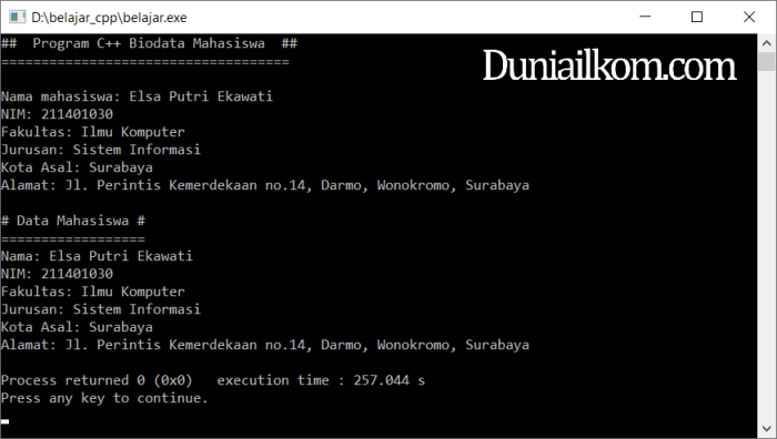 contoh program if else c++