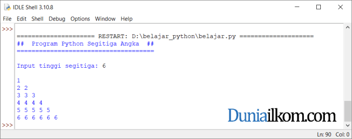 program segitiga angka python terbaru