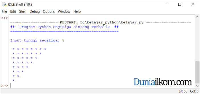 program segitiga angka python