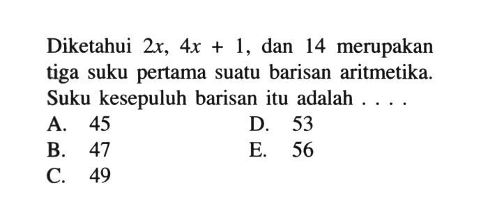 diketahui 2x 4x 1 dan 14 terbaru