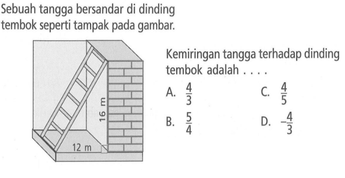 sebuah tangga bersandar pada tembok