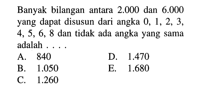 banyaknya bilangan antara 2000 dan 6000 terbaru