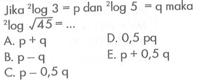 diketahui 2log3 a dan 2log5 b