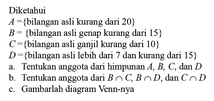 bilangan asli kurang dari 7