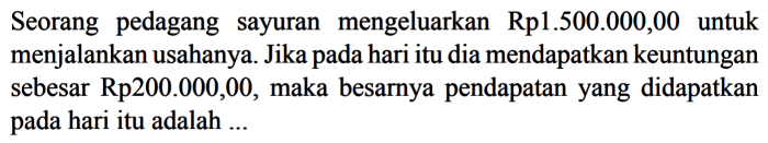 seorang pedagang sayuran mengeluarkan