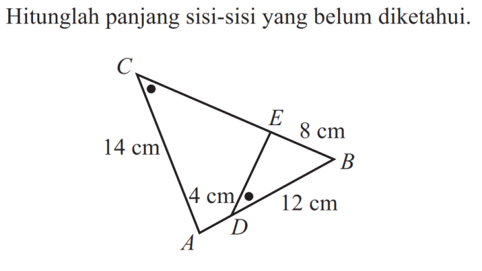 Hitunglah panjang sisi yang belum diketahui