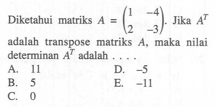 diketahui matriks matriks t terbaru