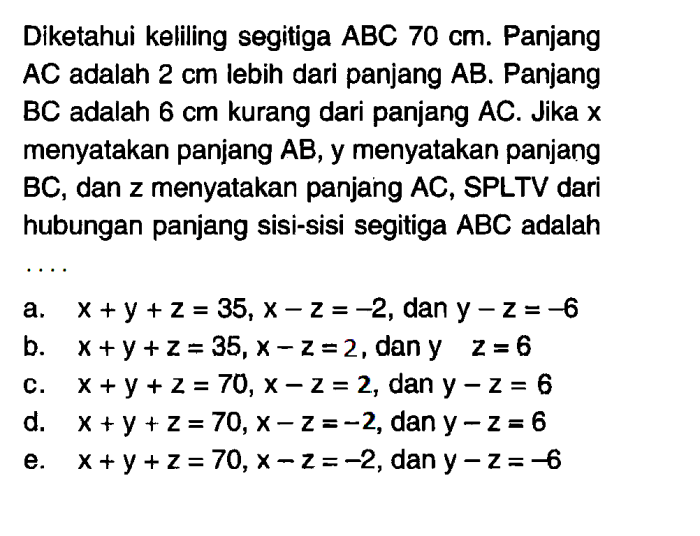 panjang sisi bc adalah cm terbaru