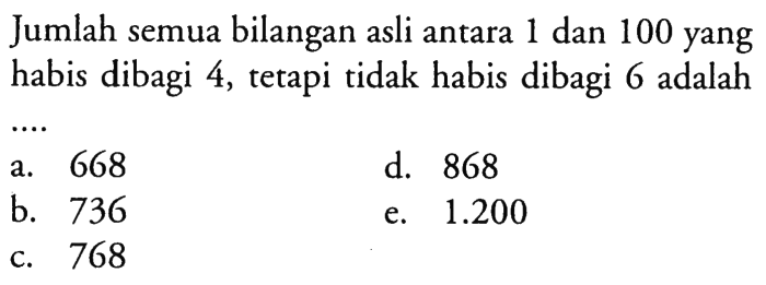 bilangan yang habis dibagi 4 terbaru