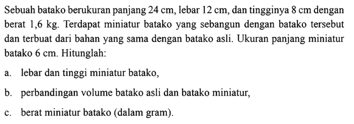 sebuah batako berukuran panjang 24 cm