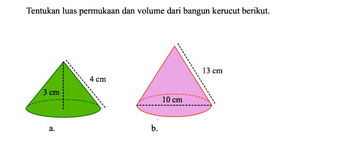 Tentukan volume kerucut berikut 12 cm 5 cm