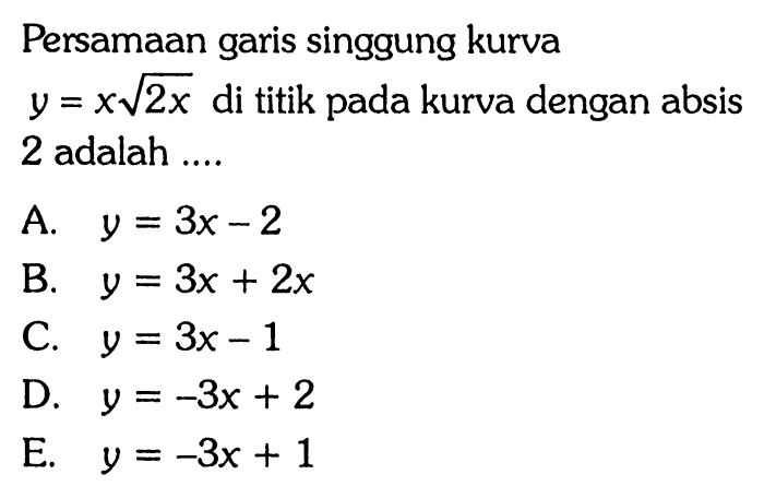 persamaan garis singgung kurva terbaru