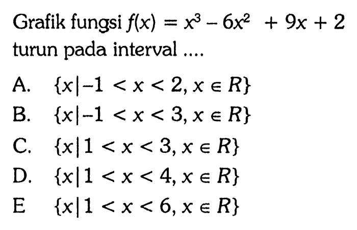 fungsi turun pada interval