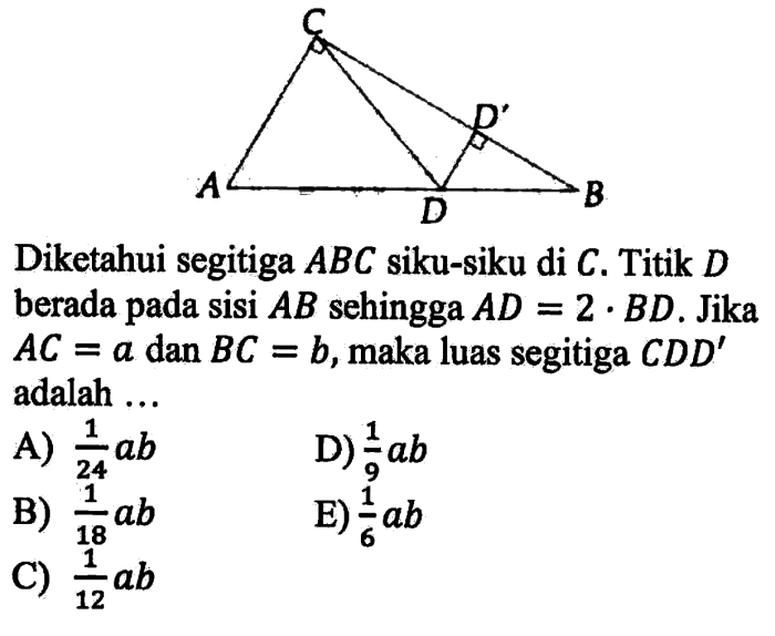 Diketahui segitiga abc siku siku di b jika