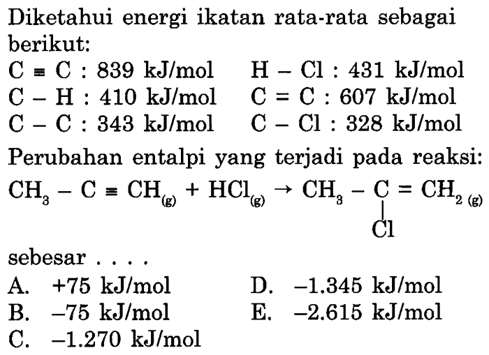 diketahui energi ikatan rata rata terbaru