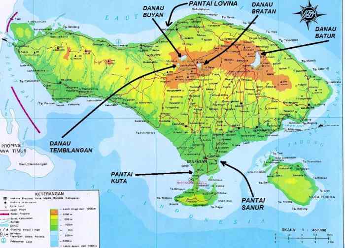 peta pulau bali dengan skala