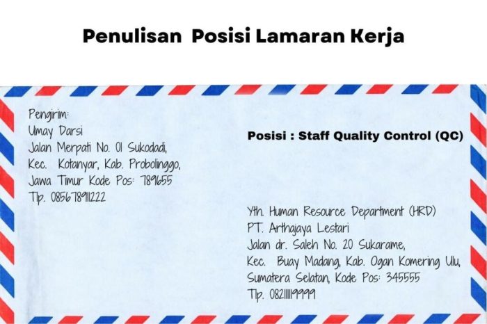 alamat surat lamaran kerja