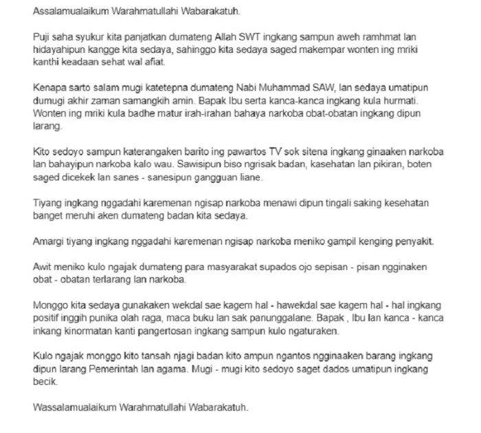 pidato bahasa jawa narkoba terbaru