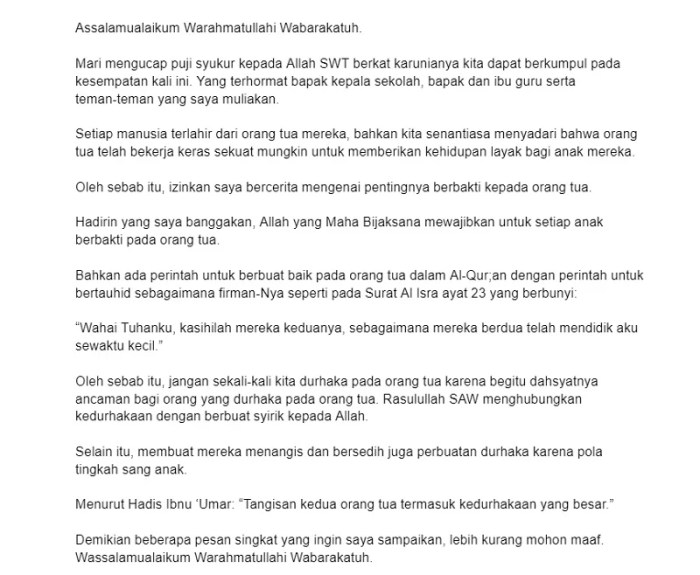 contoh kisah berbakti kepada orang tua terbaru