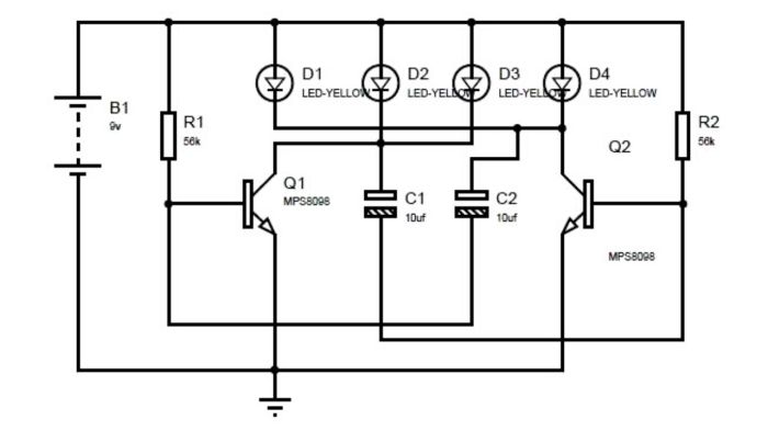 lampu ic flop rangkaian led berjalan pcb layout circuits sederhana