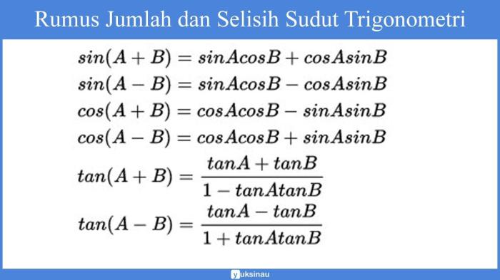 jumlah selisih sudut soal rumus