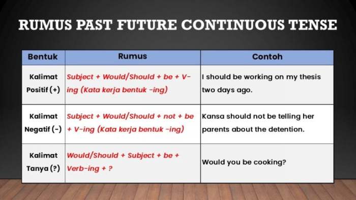 Contoh kalimat past future continuous tense