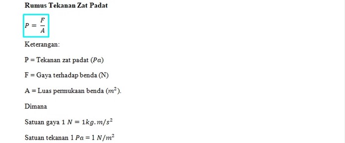 Contoh soal tekanan zat padat dan jawabannya