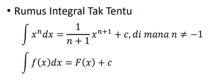 rumus integral tak tentu terbaru