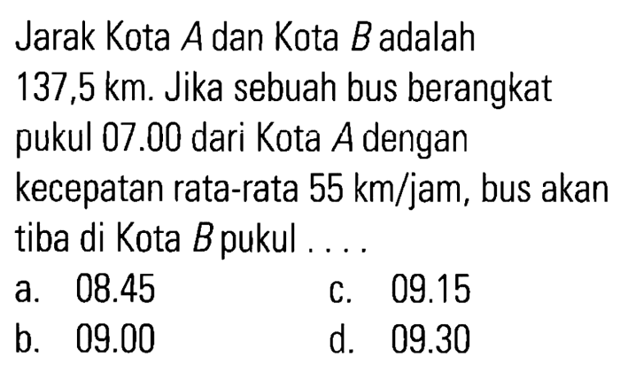 jarak kota a dan kota b adalah 137 5 km