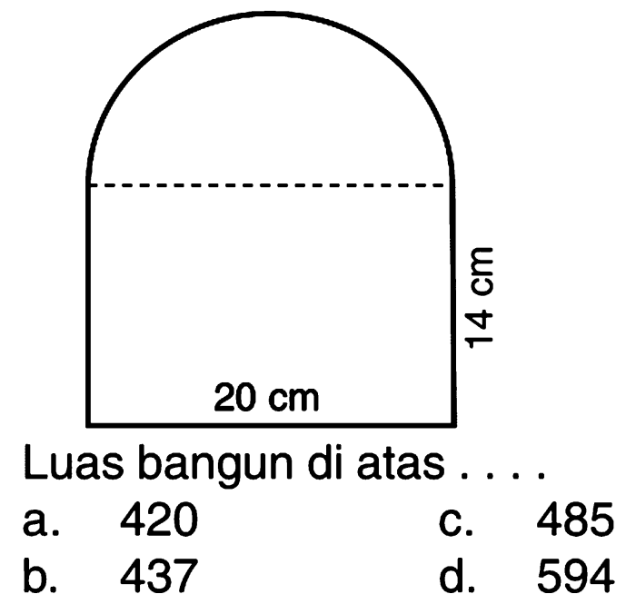 luas bangun di atas adalah