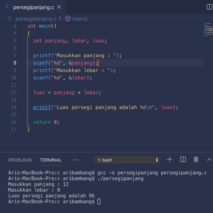 contoh program sederhana bahasa c