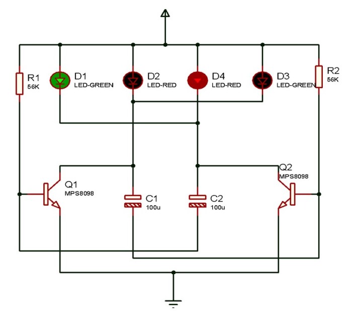 rangkaian lampu flip flop sederhana