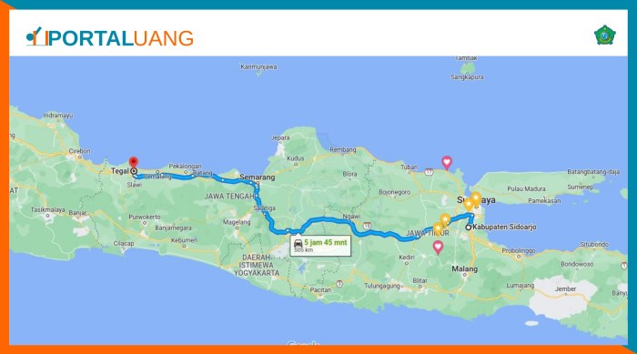 tegal pemalang berapa jam terbaru